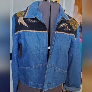 Nancy Bolin vintage WesternJean jacket sz6.  Natural trim, super unique and cute